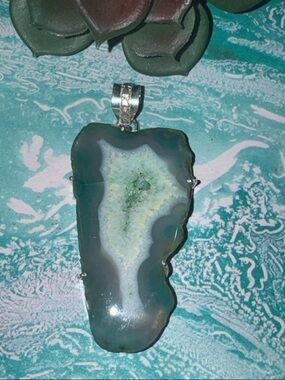 Huge Green Agate Druzy Pendant